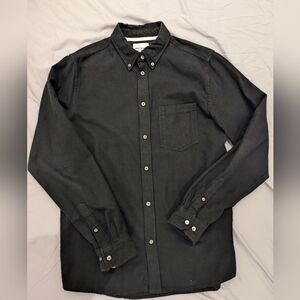 Norse project medium black flannel button-down shirt